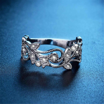 Cubic Zirconia & Silvertone Botany Ring-2