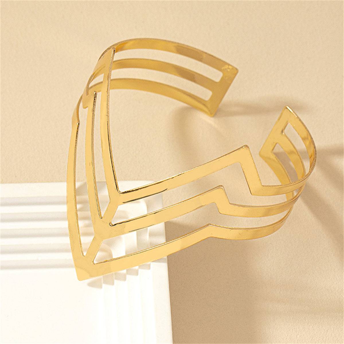 Goldtone Chevron Sheild Bypass Arm Cuff