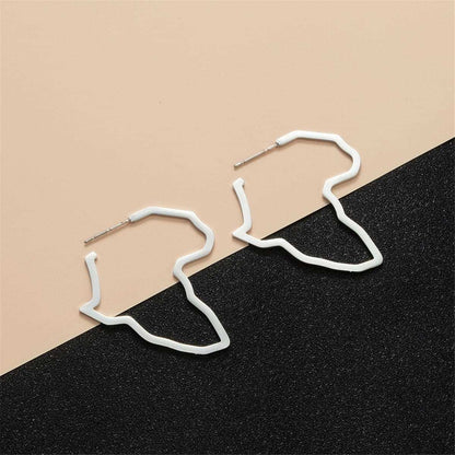 Silvertone Open Africa Map Hoop Earrings