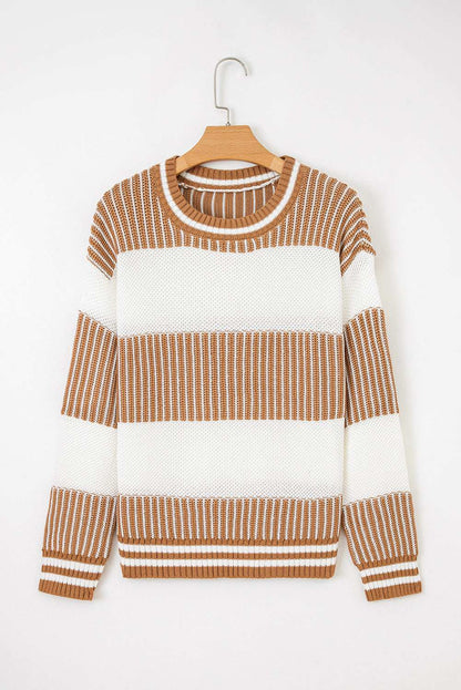 Haley Drop Shoulder Loose Sweater - Khaki / L - 12/14