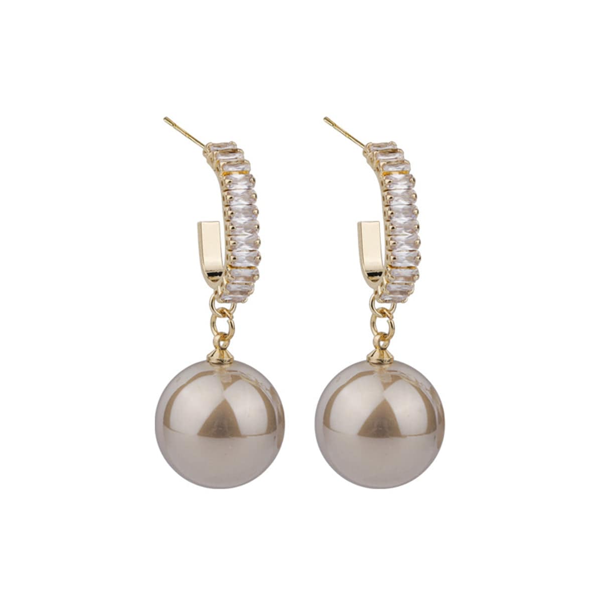 Champagne Pearl & Goldtone Drop Earrings