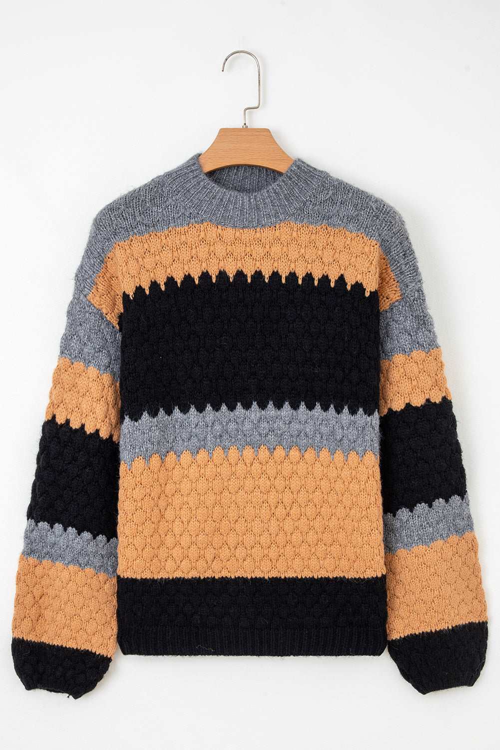 Abigail Block High Baggy Sweater - Khaki / L - 12/14