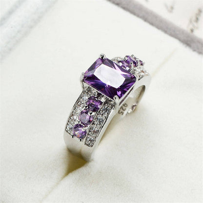 Purple Cubic Zirconia & Crystal Ring-2