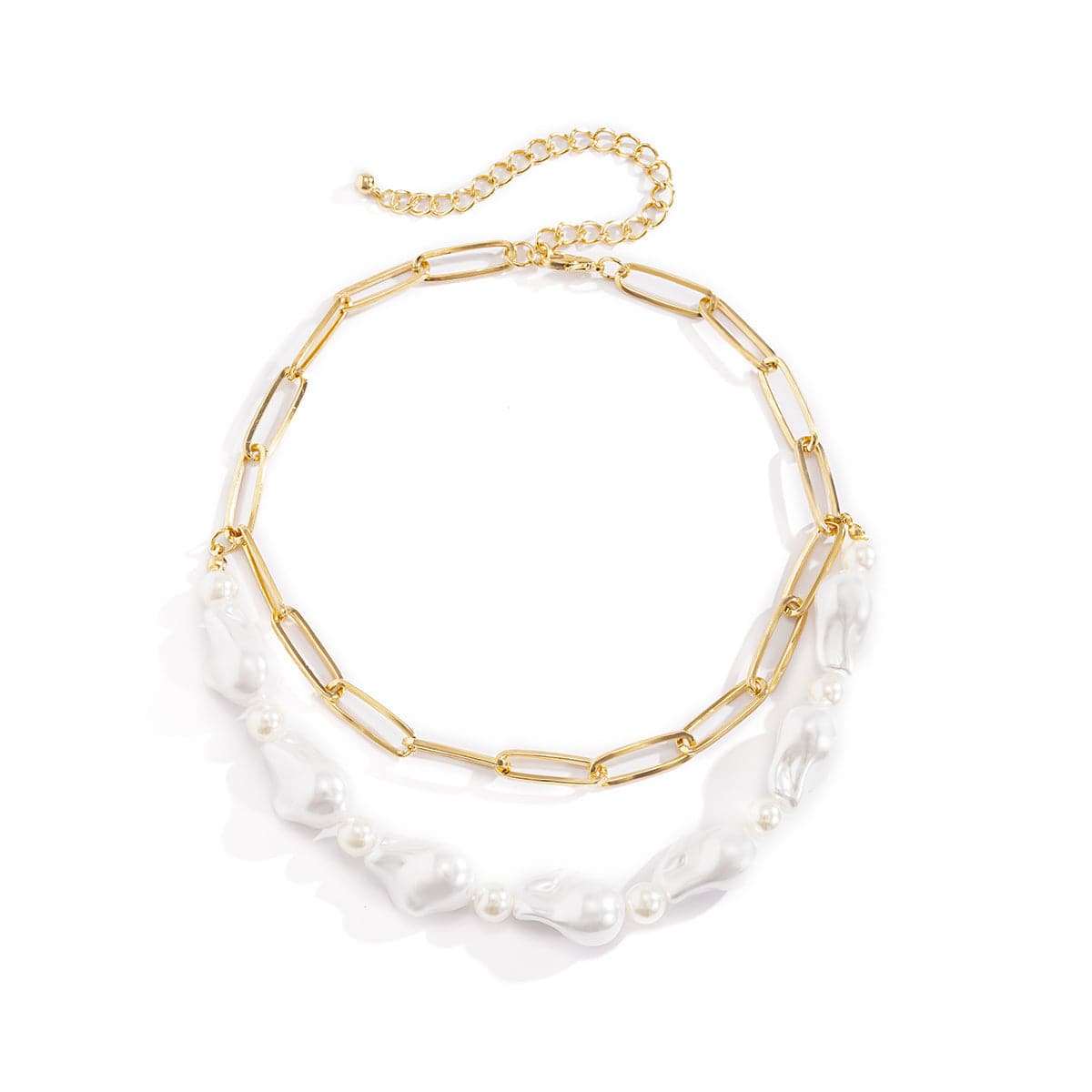 Pearl & Goldtone Figaro Layered Necklace