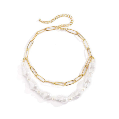 Pearl & Goldtone Figaro Layered Necklace