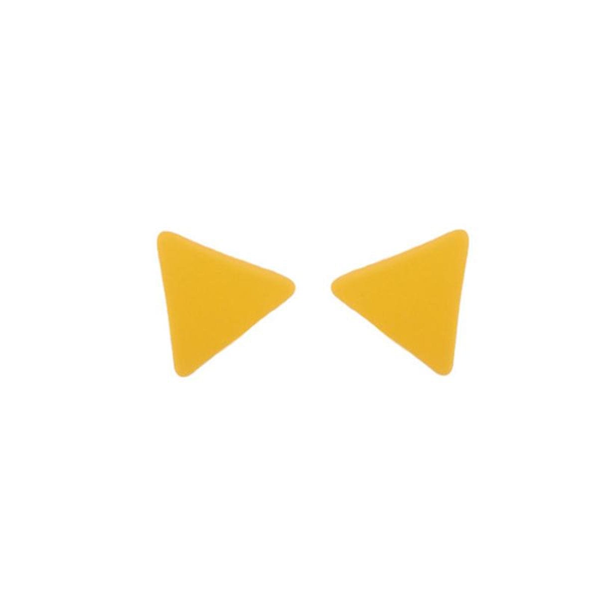 Yellow Enamel & Silvertone Triangle Stud Earrings