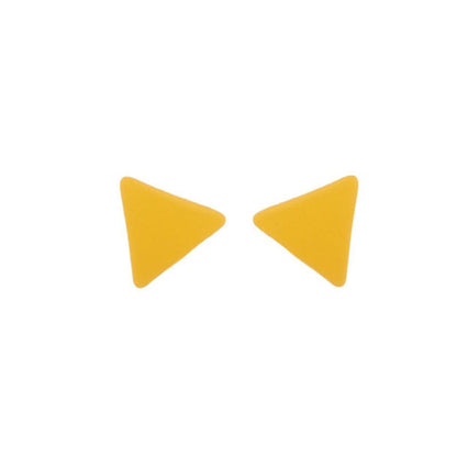 Yellow Enamel & Silvertone Triangle Stud Earrings