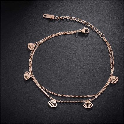 Rose Goldtone Gingko Leaves Charm Bracelet