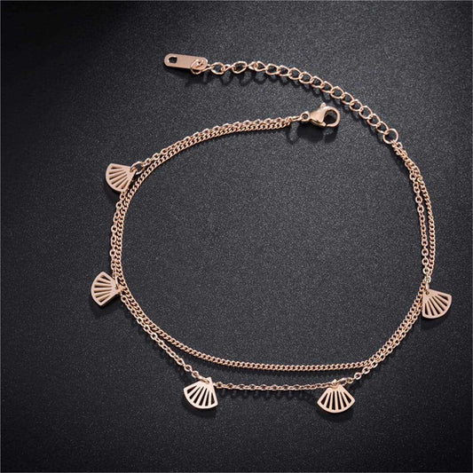 Rose Goldtone Gingko Leaves Charm Bracelet