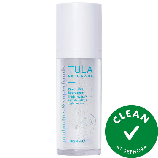 TULA 24-7 Ultra Hydration Facial Serum: Triple Hyaluronic Acid, Squalane & Collagen - Intensely Hydrates, Plumps Skin & Reduces Wrinkles - Cruelty-Free