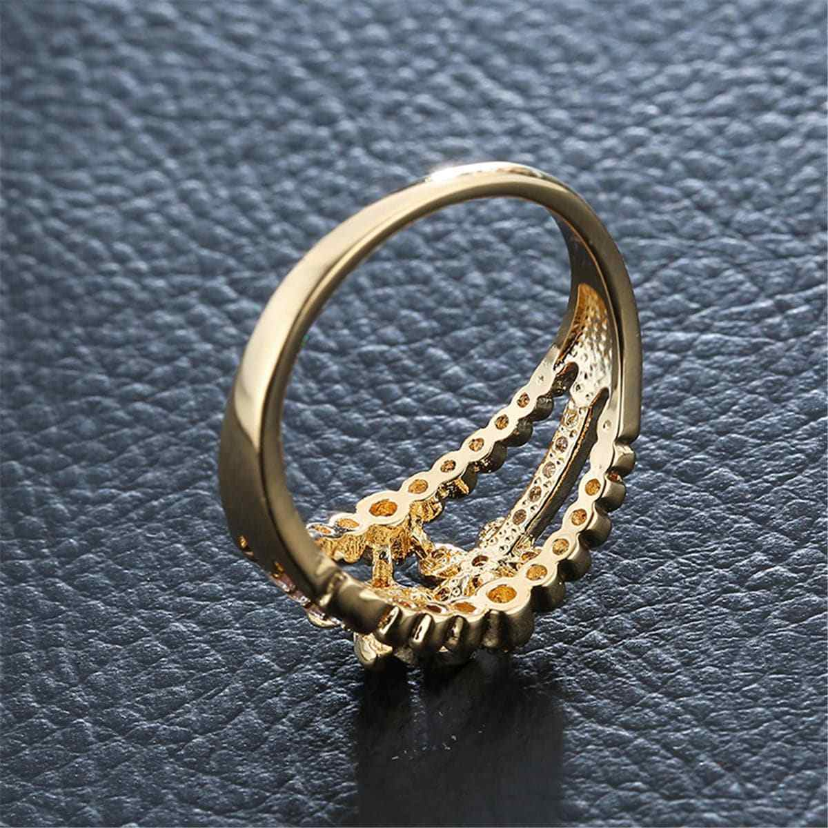 Cubic Zirconia & Goldtone Butterfly Ring