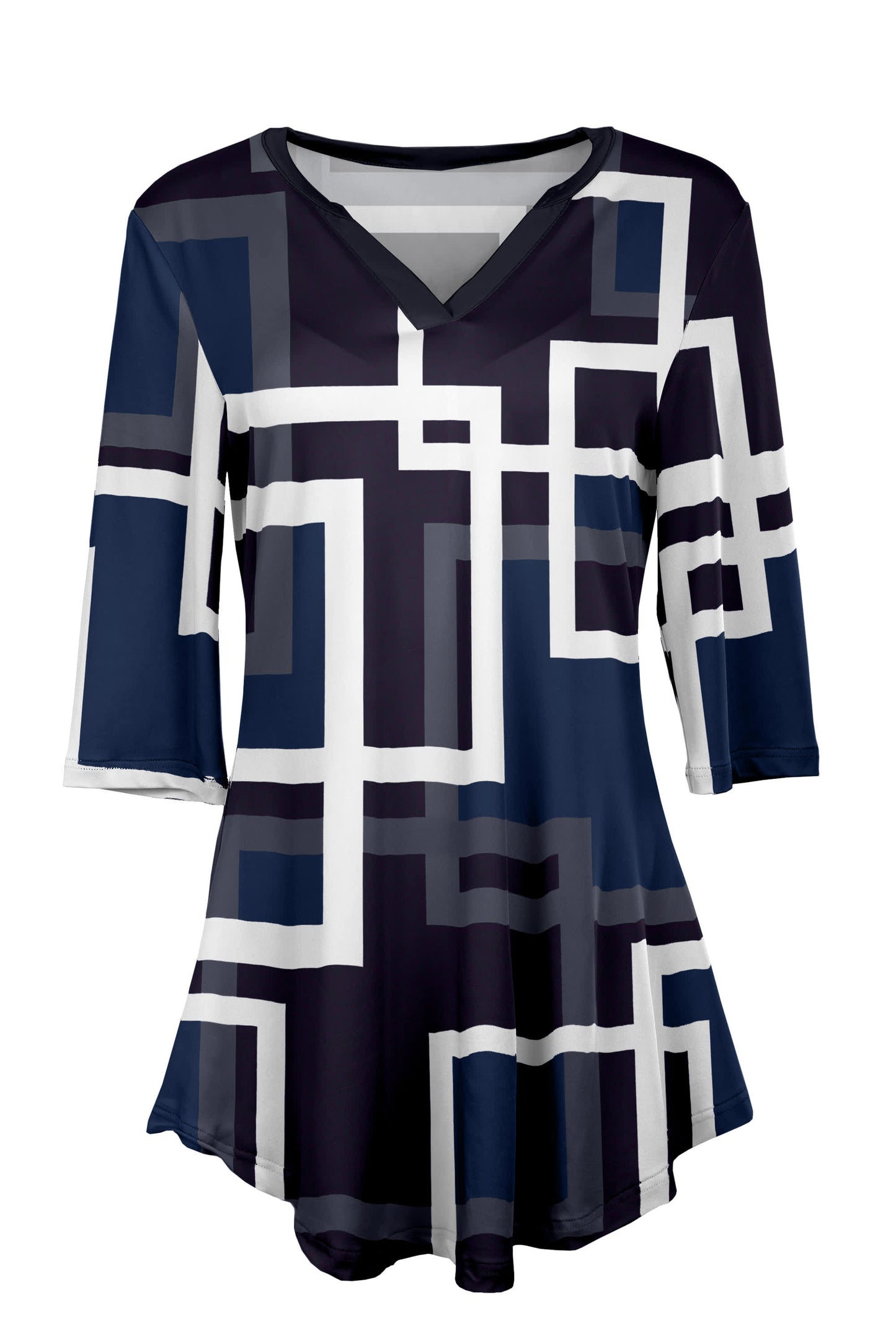 Navy White Geometric Maze-