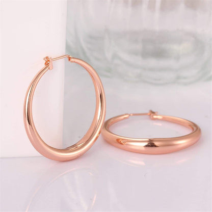 Rose Goldtone Polished Barrel Hoop Earrings