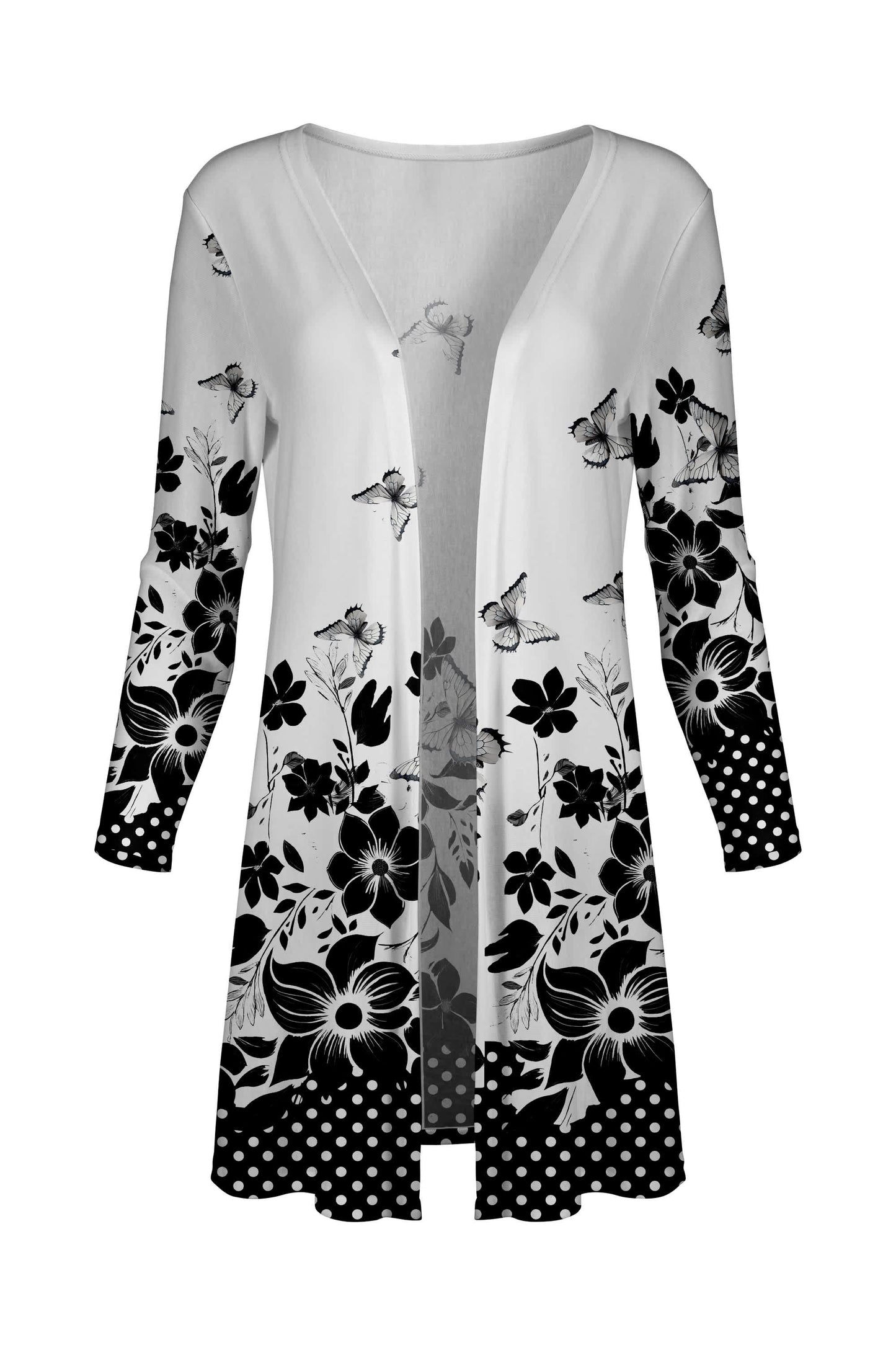 Black White Floral Dot Border-