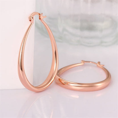 Rose Goldtone Ellipse Hoop Earrings
