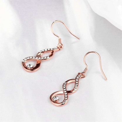 Cubic Zirconia & Rose Goldtone Figure-Eight Drop Earrings