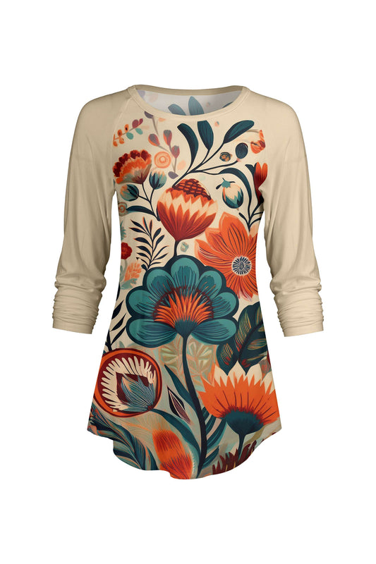 Beige & Orange Floral-