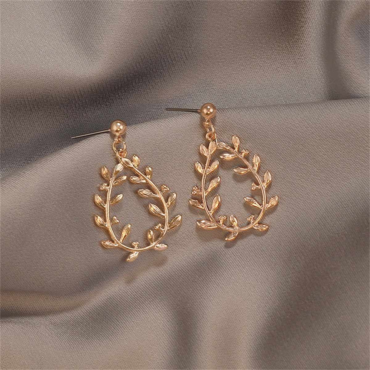 Goldtone Botanical Wreath Drop Earrings