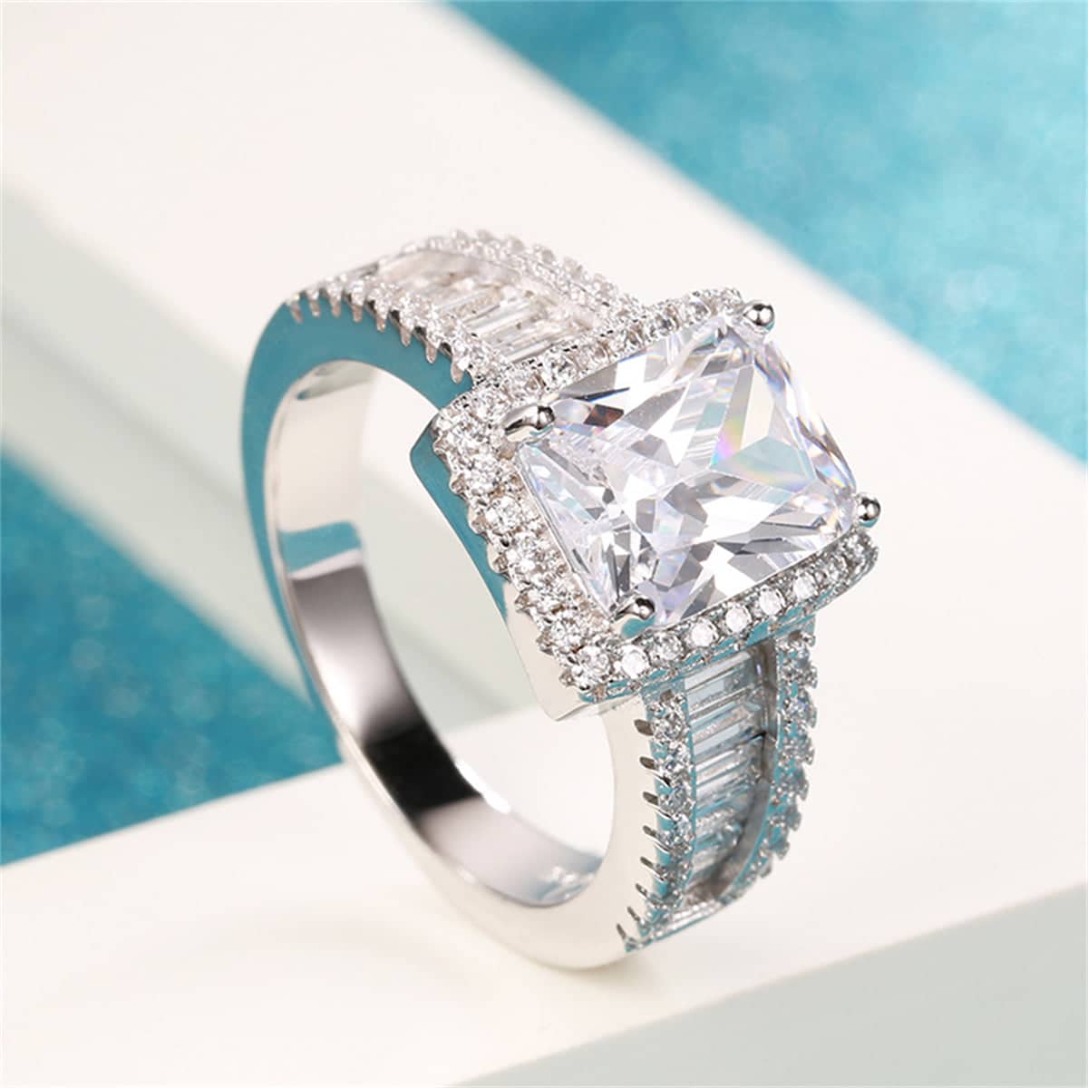 Cubic Zirconia & Crystal Silvertone Radiant-Cut Ring-3