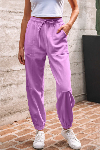 Antonella Solid Color Jogger Pants - Lilac / L - 12/14