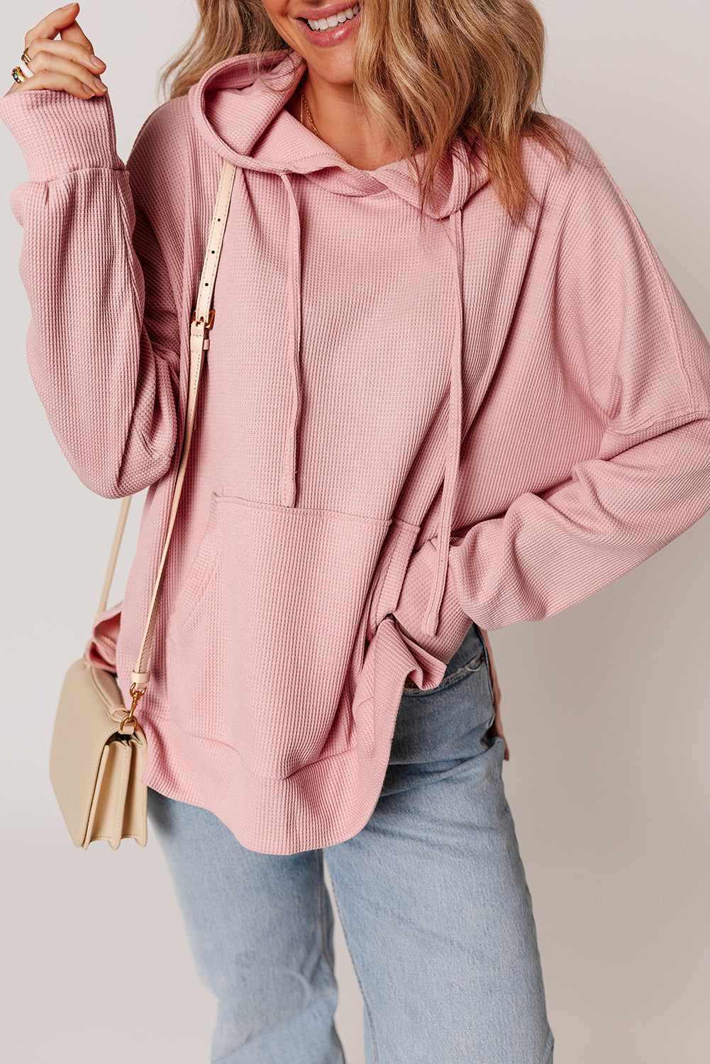 Aria High Low Oversized Hoodie - Light Pink / L - 12/14