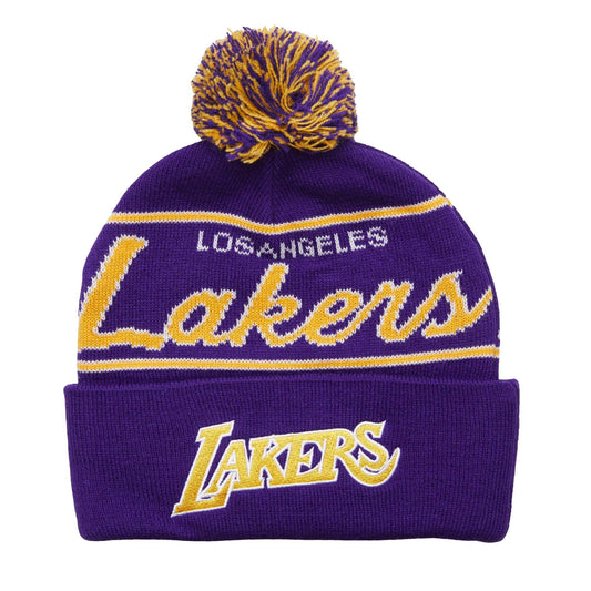 Men's Mitchell & Ness NBA Script Pom Beanie Hwc Lakers - Purple