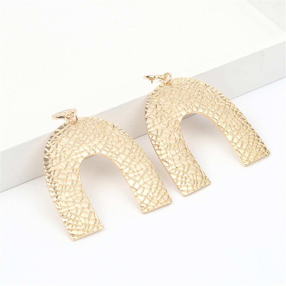 Goldtone Pebbled Arc Drop Earrings