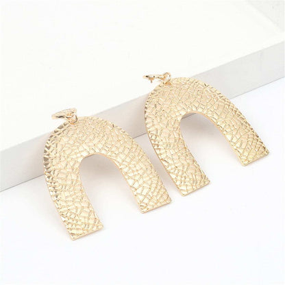 Goldtone Pebbled Arc Drop Earrings
