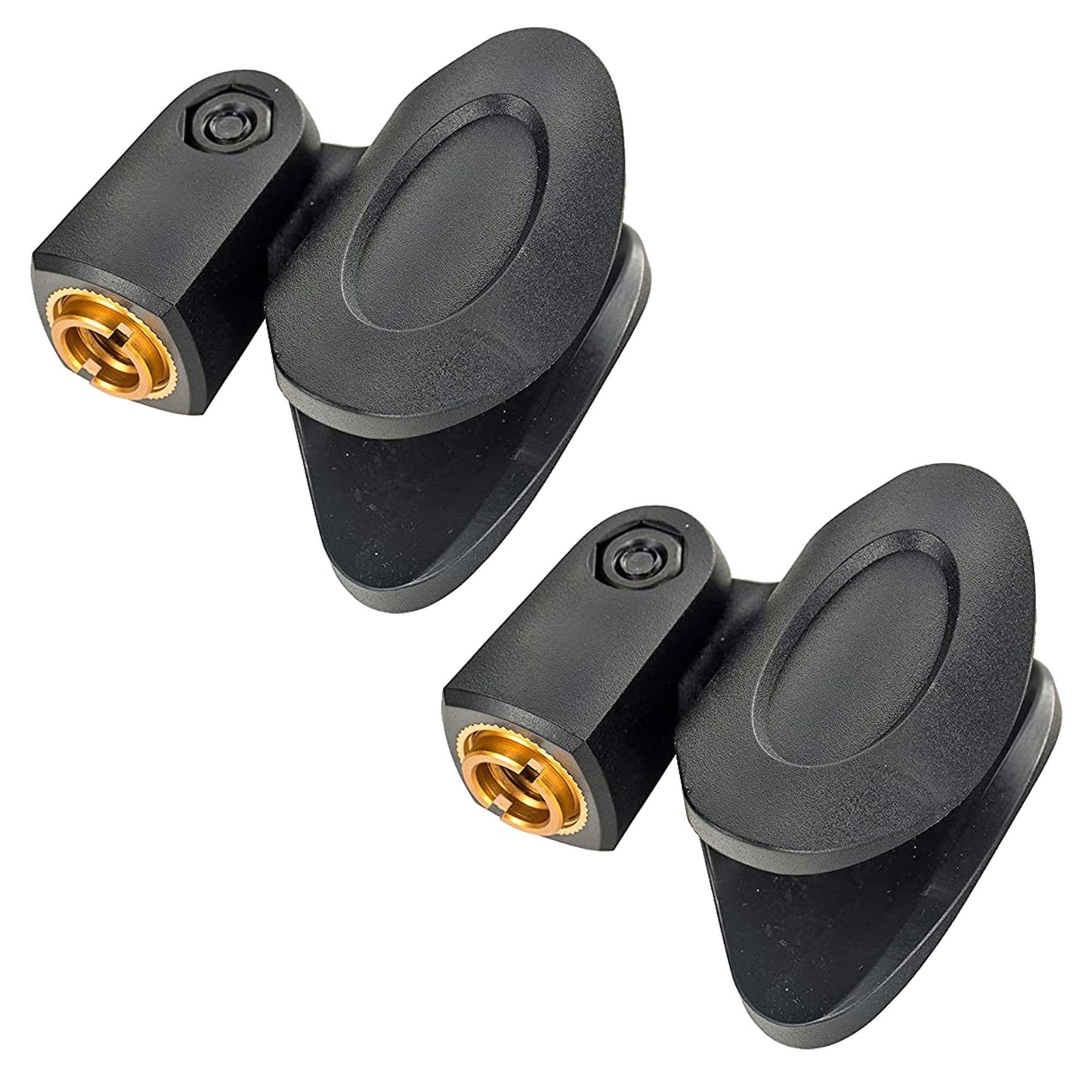 5 Core Microphone Clip Holder 2 Pieces with Screw Adapters 5/8 to 3/8 Inch - Black