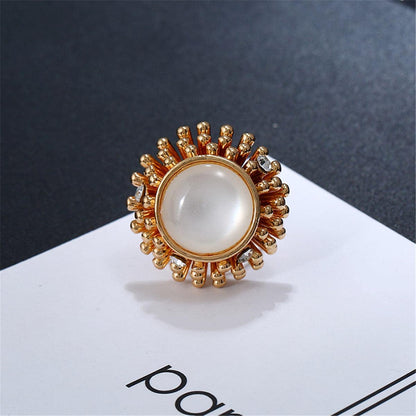 Resin & Cubic Zirconia Goldtone Flower Ring