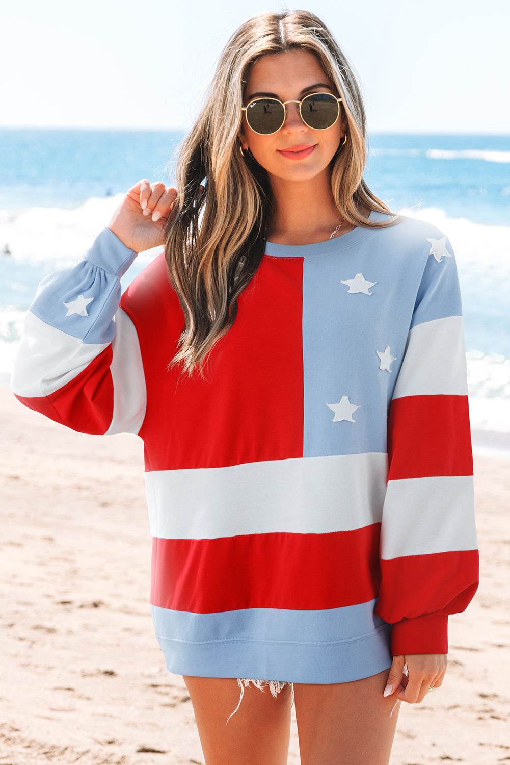 Simone Flag Vintage Oversized Pullover - Multicolour / L - 12/14