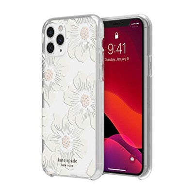 Kate Spade New York Protective Hardshell Case (1-Pc Comold) for Iphone 11 Pro - Hollyhock Floral Clear/Cream with Stones, Hollyhock Floral Crystal Gems (Ksiph-130-Hhccs)