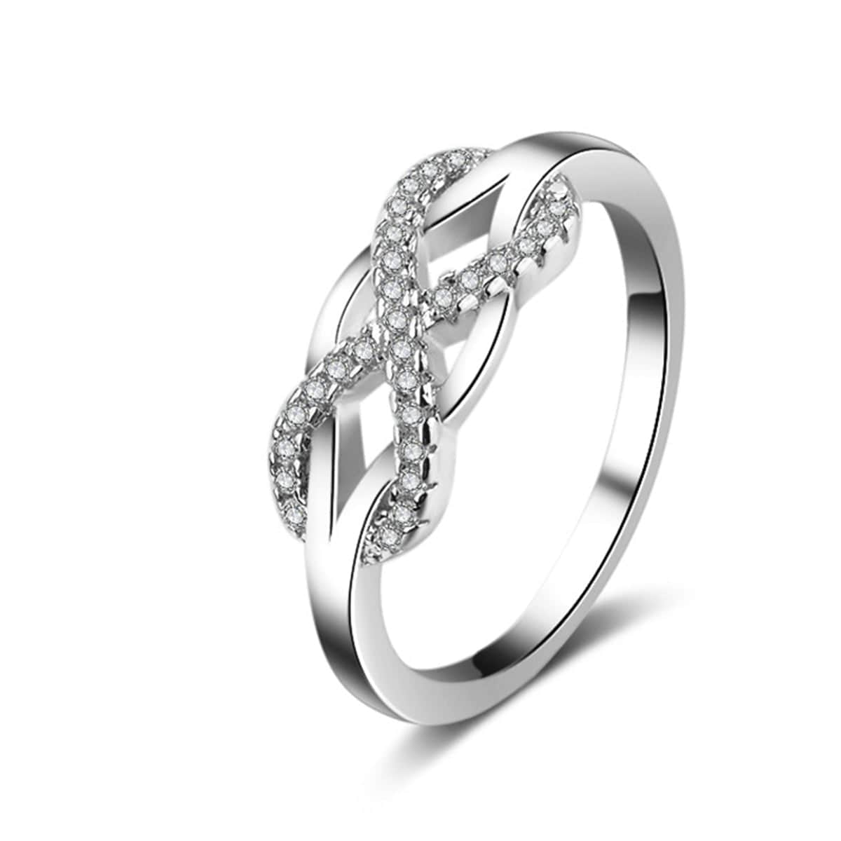 Cubic Zirconia & Silvertone Infinity Ring-3