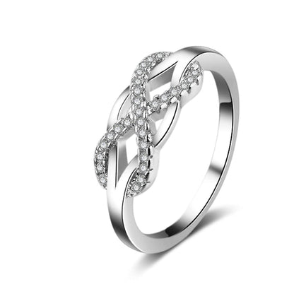 Cubic Zirconia & Silvertone Infinity Ring-3