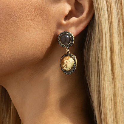 Cubic Zirconia & Resin Goldtone Dual-Round Dangle Earrings