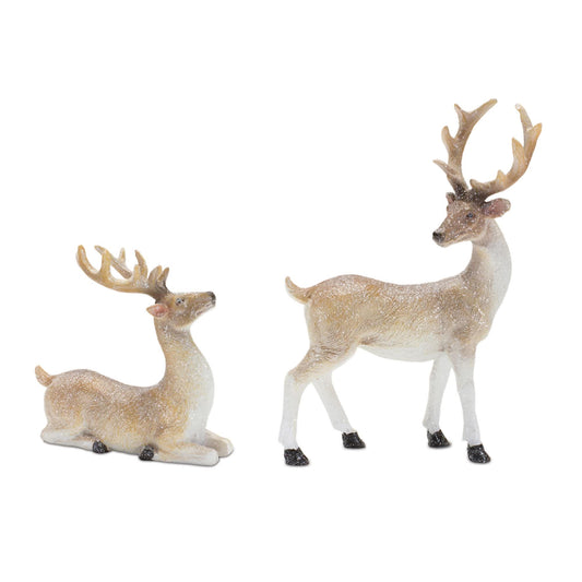Melrose International Mini Glittered Holiday Deer Figurine (Set of 6)