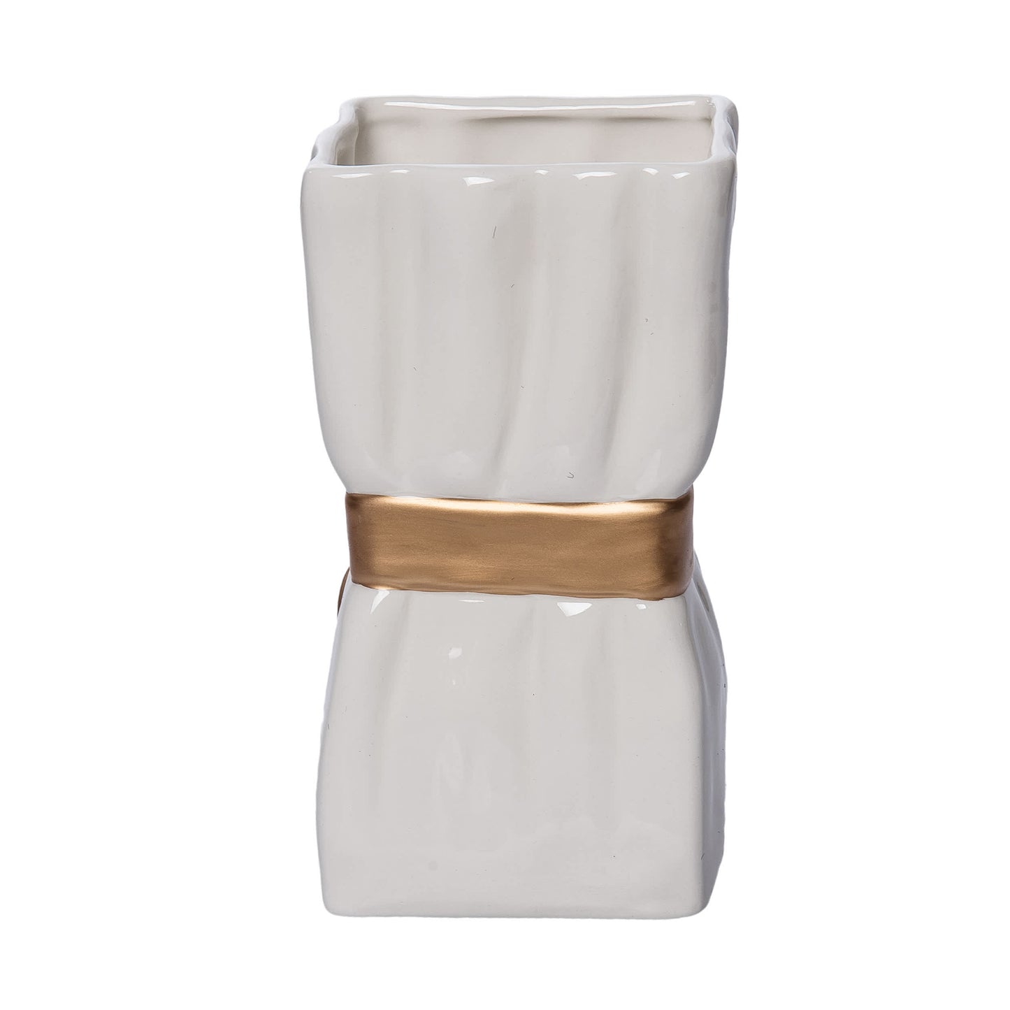 Dolomite Ribbon Gold Vase for Floral Display and Home Decor