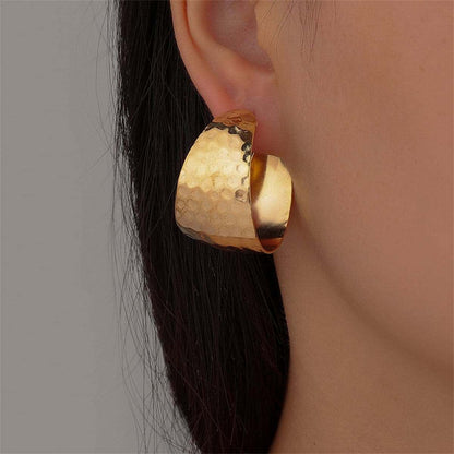 Goldtone Fish Scales C-Huggie Earrings