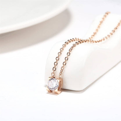 Crystal & Rose Goldtone Square Pendant Necklace