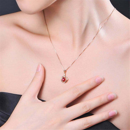 Cubic Zirconia & Rose Goldtone Floral Open Pendant Necklace