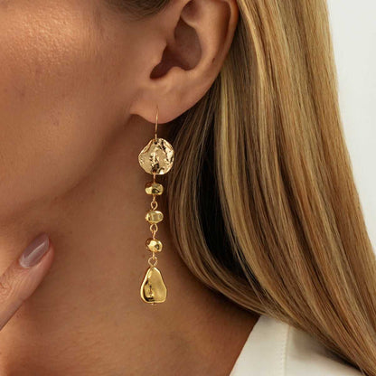 Goldtone Irregular Beads Drop Dangle Earrings