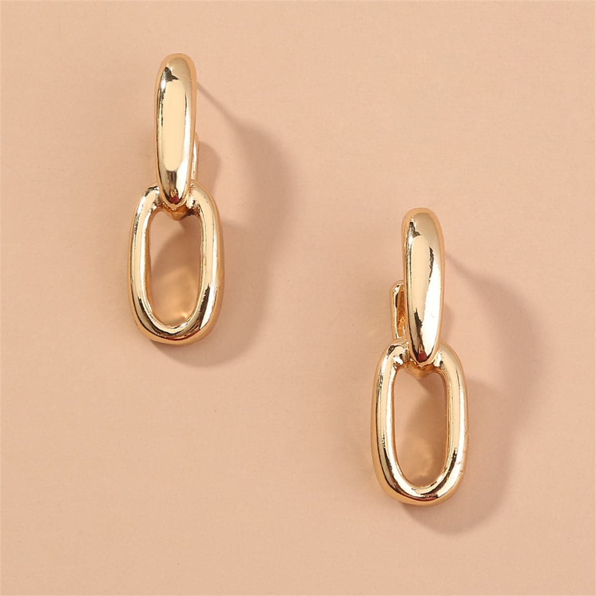 Goldtone Interlocked Cable Chain Drop Earrings