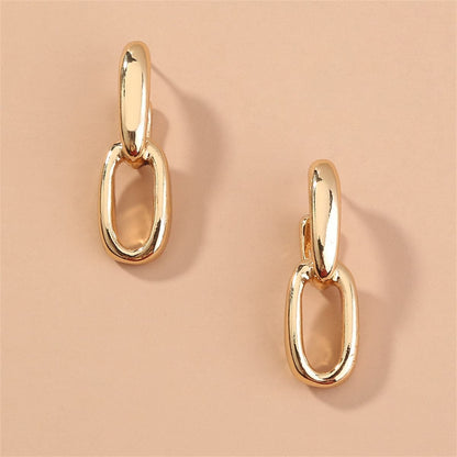 Goldtone Interlocked Cable Chain Drop Earrings