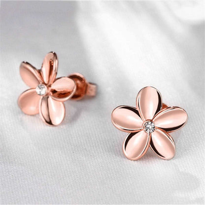 Cubic Zirconia & Rose Goldtone Floral Stud Earrings