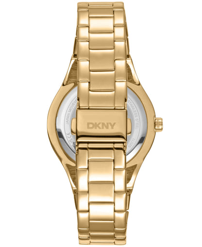 Dkny Women Watch, Gold Color Case, Dark Green Dial, Gold Color Metal Bracelet, 3 Hands, 5 Atm