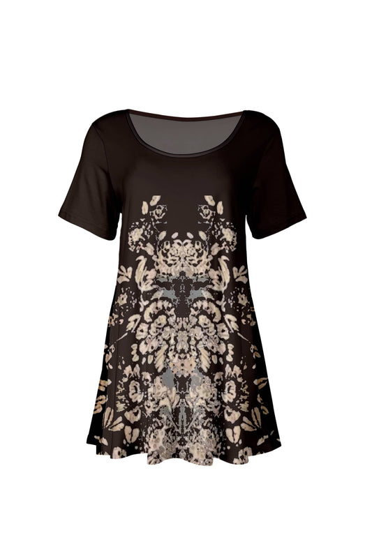 Brown & Cream Abstract Floral-