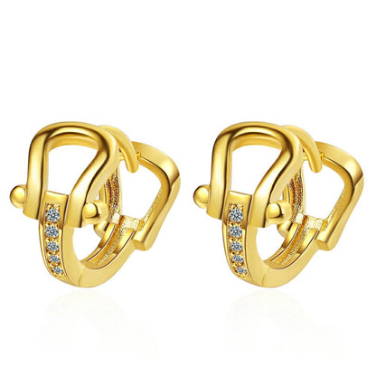 Cubic Zirconia & Goldtone Vachette Clasp Huggie Earrings