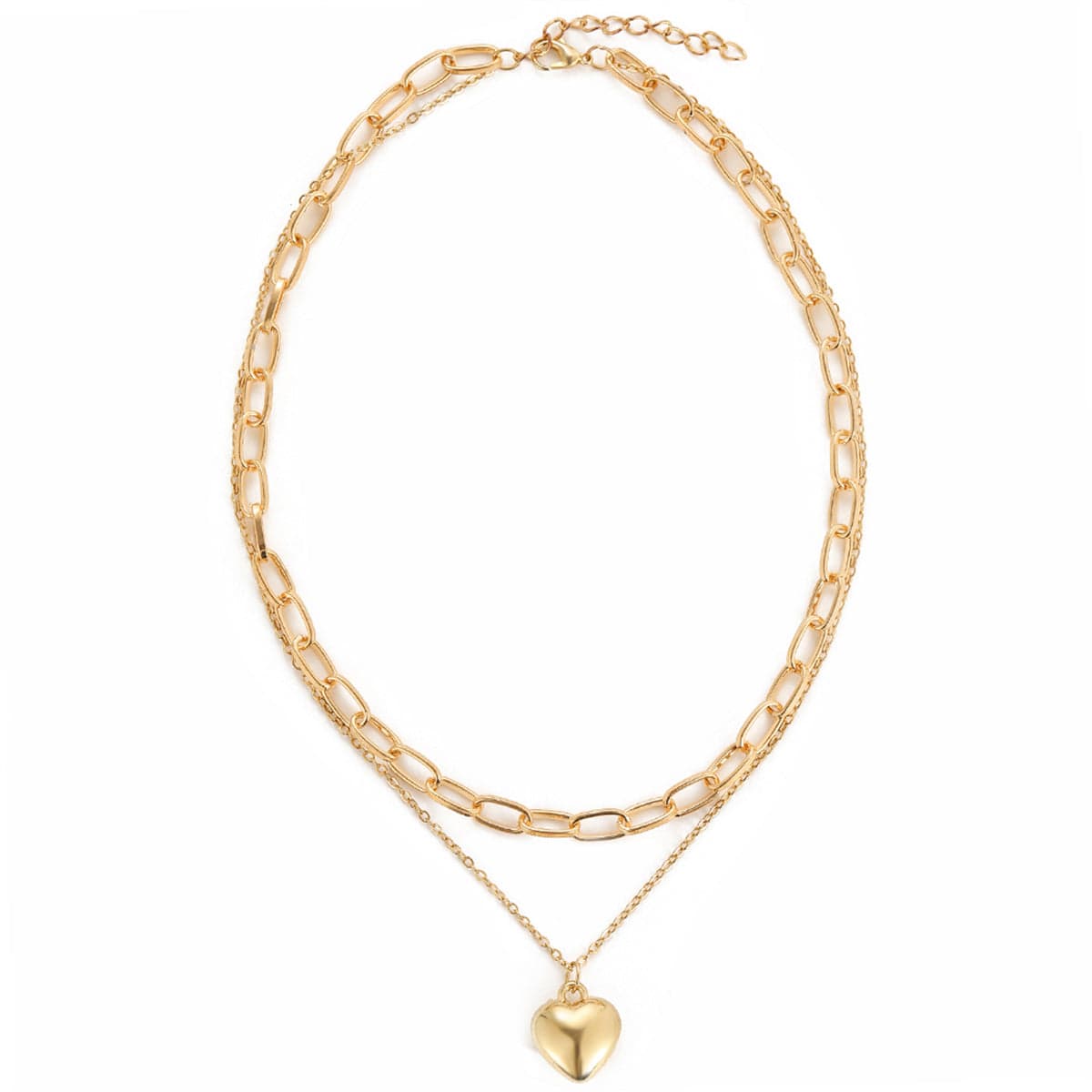 Goldtone Heart Pendant Layered Necklace