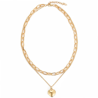 Goldtone Heart Pendant Layered Necklace
