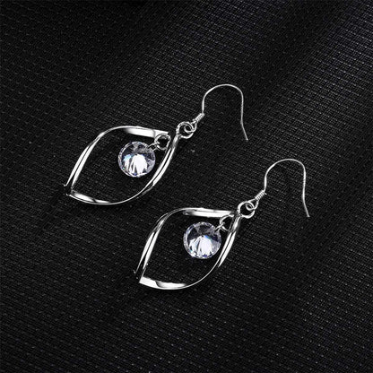 Cubic Zirconia & Silvertone Twisted Drop Earrings